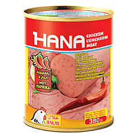 Консерва куриная колбаса HANA с паприкой 380 г, 24шт/ящ