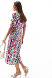 Жіноче легке літнє плаття з розрізом на нозі у квіточку з V-подібним вирізом, фото 5