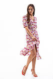 Жіноче легке літнє плаття з розрізом на нозі у квіточку з V-подібним вирізом, фото 6