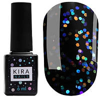 Kira Nails No Wipe Top Reflex - топ без липкого шару з голографічною крихтою, 6 мл