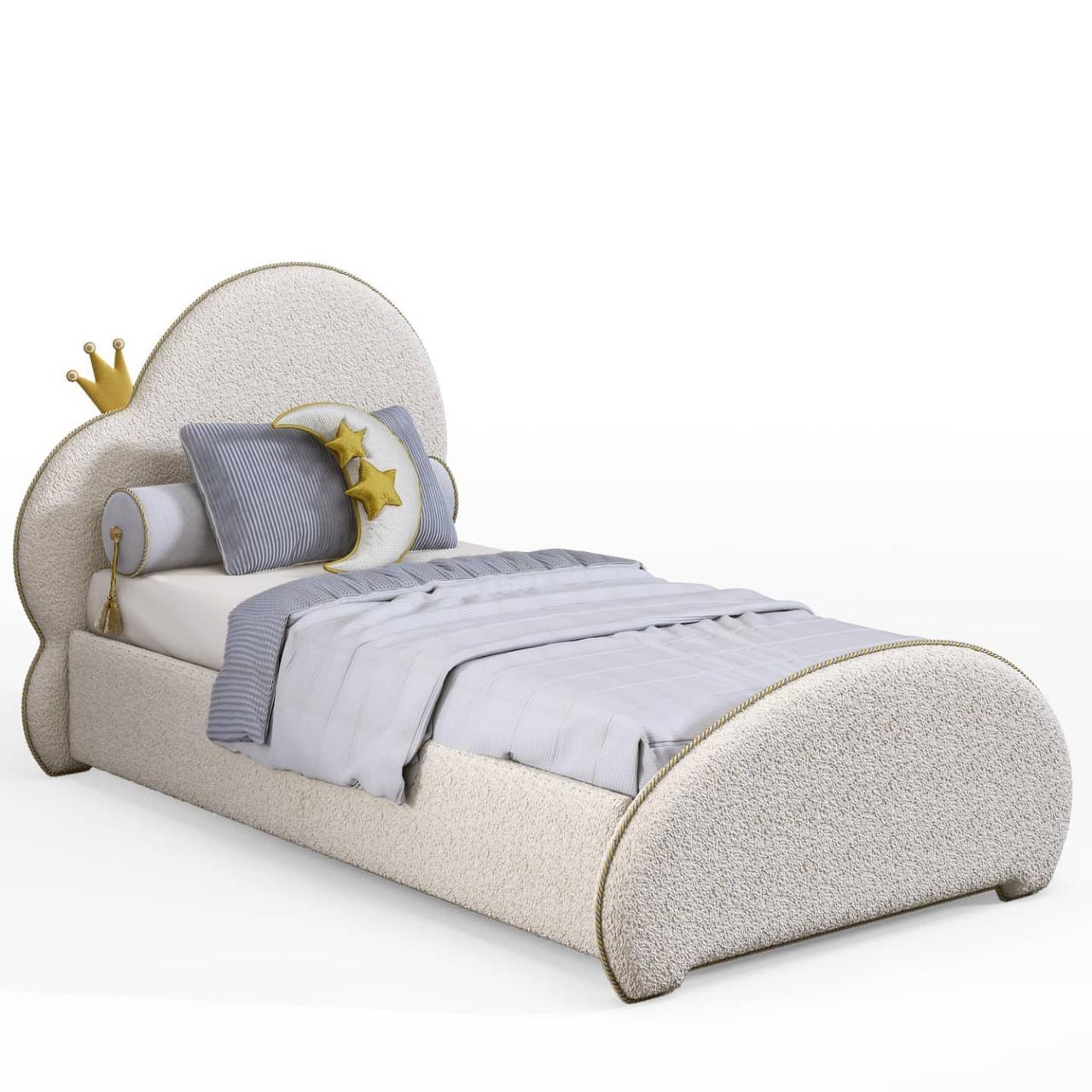 М'яке ліжко для дітей та підлітків MeBelle SKAYA 80х190 см односпальне м'яке, молочно-біле