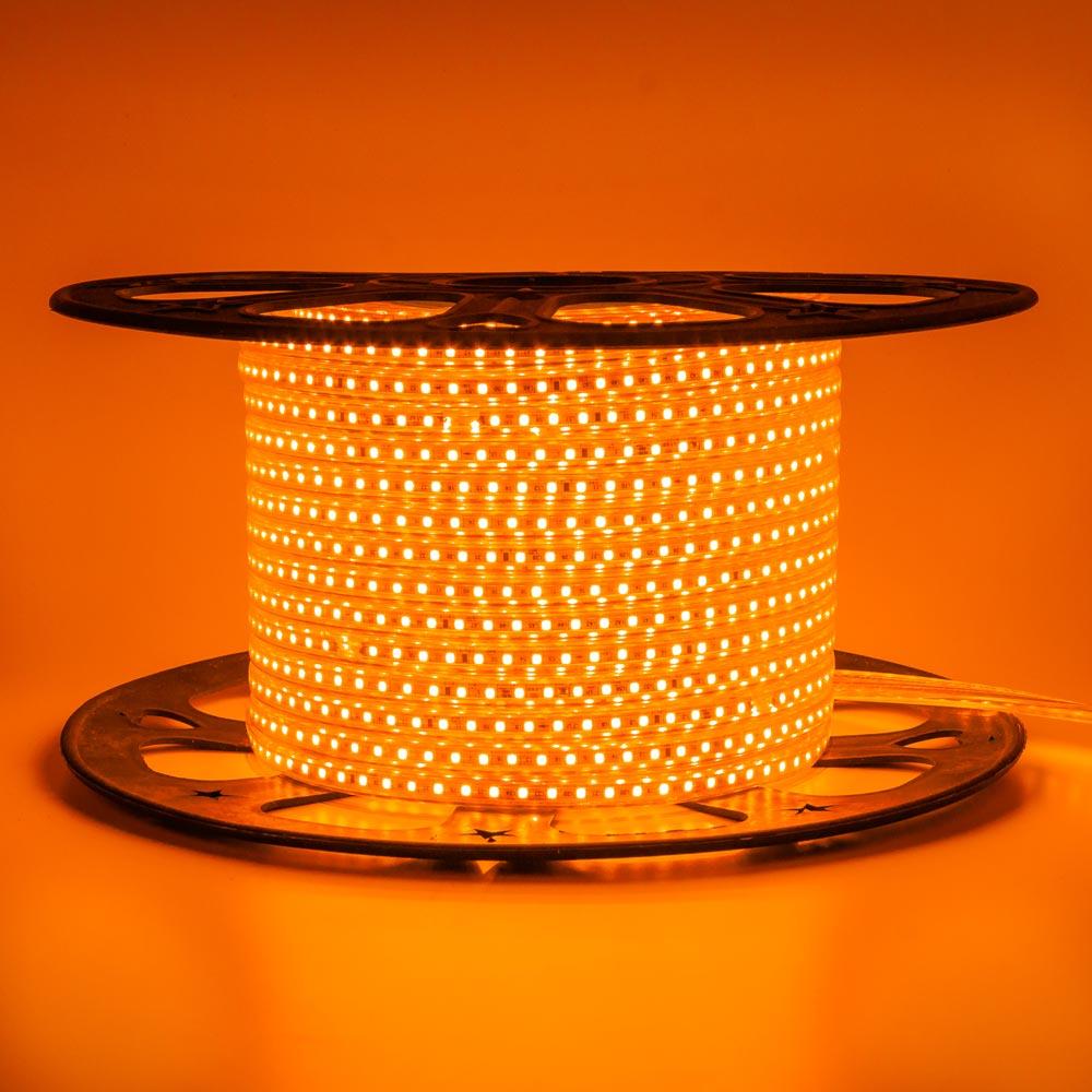 Світлодіодна стрічка 220V, 2835, 120 led/m, 8W, IP68, 720Lm, помаранчева, фото 1