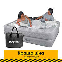 Надувная двухспальная кровать Intex 64490 Серый (152-203-51) со встроенным электрическим насосом