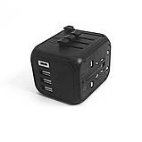 Універсальний адаптер для подорожей та будинку мережевий USB Travel Adapter перехідник для розеток Чорний, фото 5