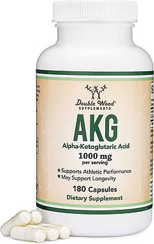 Double Wood Alpha-Ketoglutaric Acid (AKG)/Альфа-кетоглова кислота 1000 mg 180 капсул