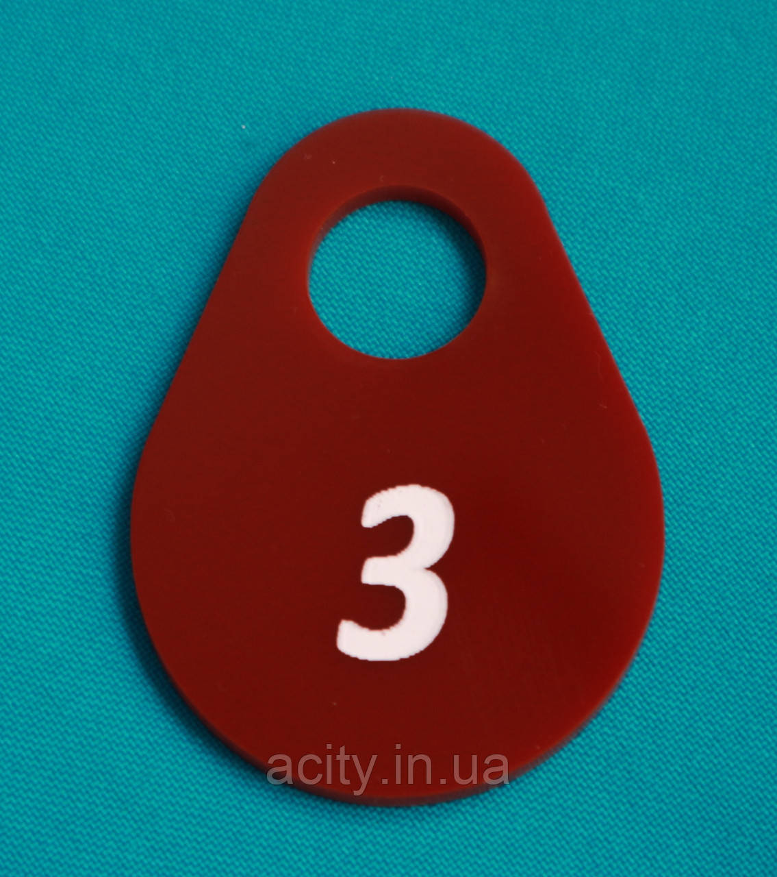 Номерок для гардероба гравіювання Бордовий, фото 1