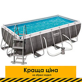 Каркасний прямокутний басейн Bestway 56721 (404х201х100 см, 6478 л, сходи, фільтр) Ротанг