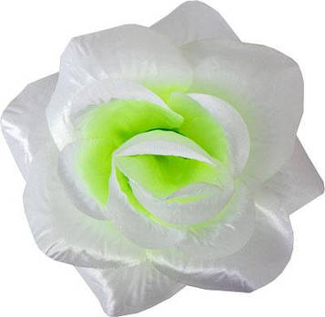 Троянди штучні |Д=14 см, В=5 см| Колір - білий з зеленою серединкою | Упаковка-50 шт