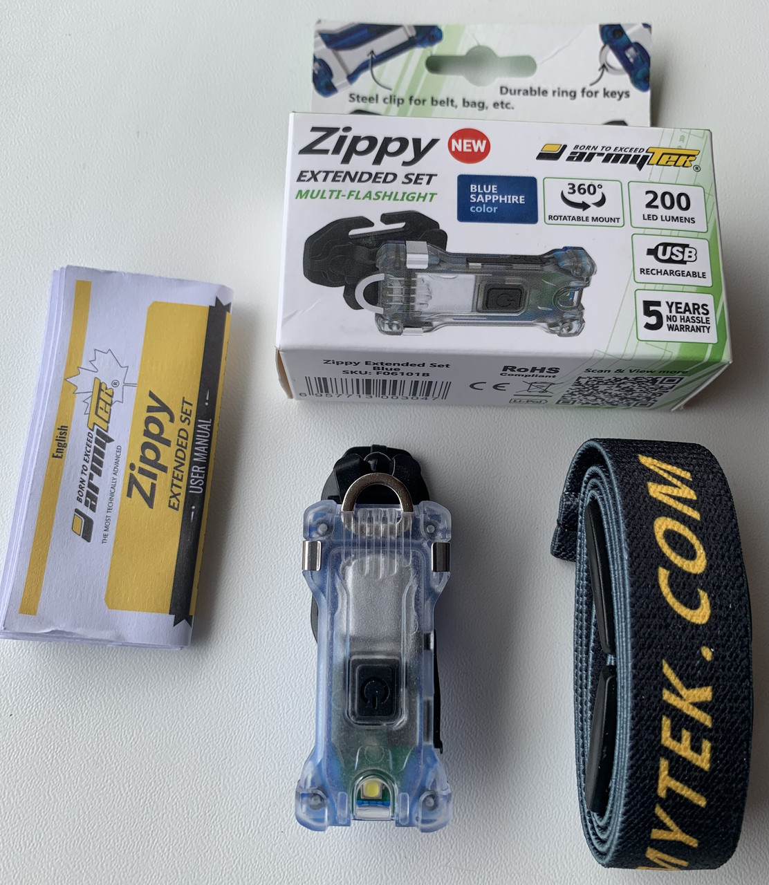 Ліхтар ARMYTEK ZIPPY BLUE SAPPHIRE кишеньковий, розширений набір