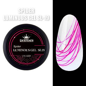 Люмінесцентна павутинка Spider Luminous Gel Дизайнер для нігтів, 8 мл. Неоновий рожевий №19