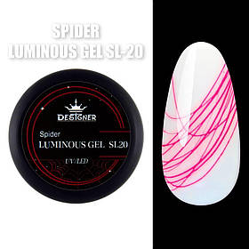 Люмінесцентна павутинка Spider Luminous Gel Дизайнер для нігтів, 8 мл Неоновий червоний №20