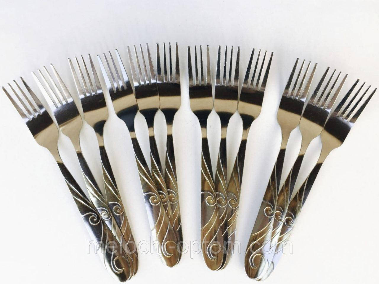 Вилки столові Stainless Steel з нержавіючої сталі "ХВИЛЯ" золота 12 шт