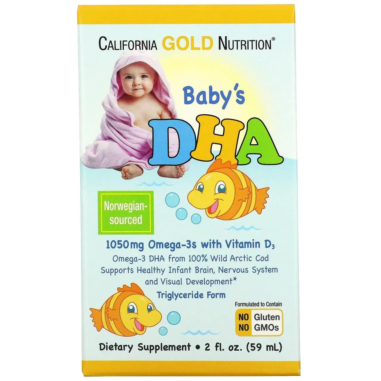 Риб'ячий жир з ДГК для дітей, омега-3, California Gold Nutrition США, Baby DHA, 50 мл