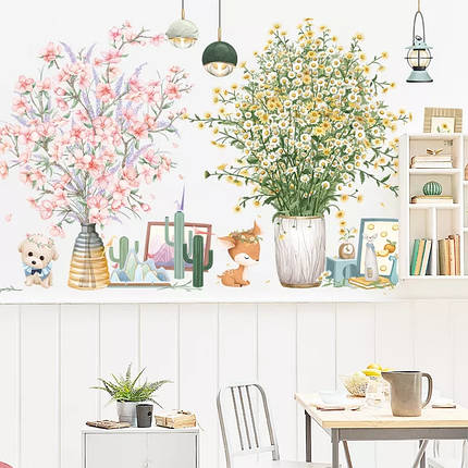 Вінілові наклейки Польові квіти собачка оленяк (лист 60 х 90 см) Б470-1 SR-AB, фото 1