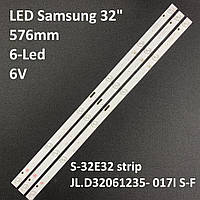 LED подсветка TV Samsung 576mm*18mm*1mm SJ.HLD3200601-2835BS-F 1.14.FD320005 JLD32061235-017ES-F 3pcs=1set