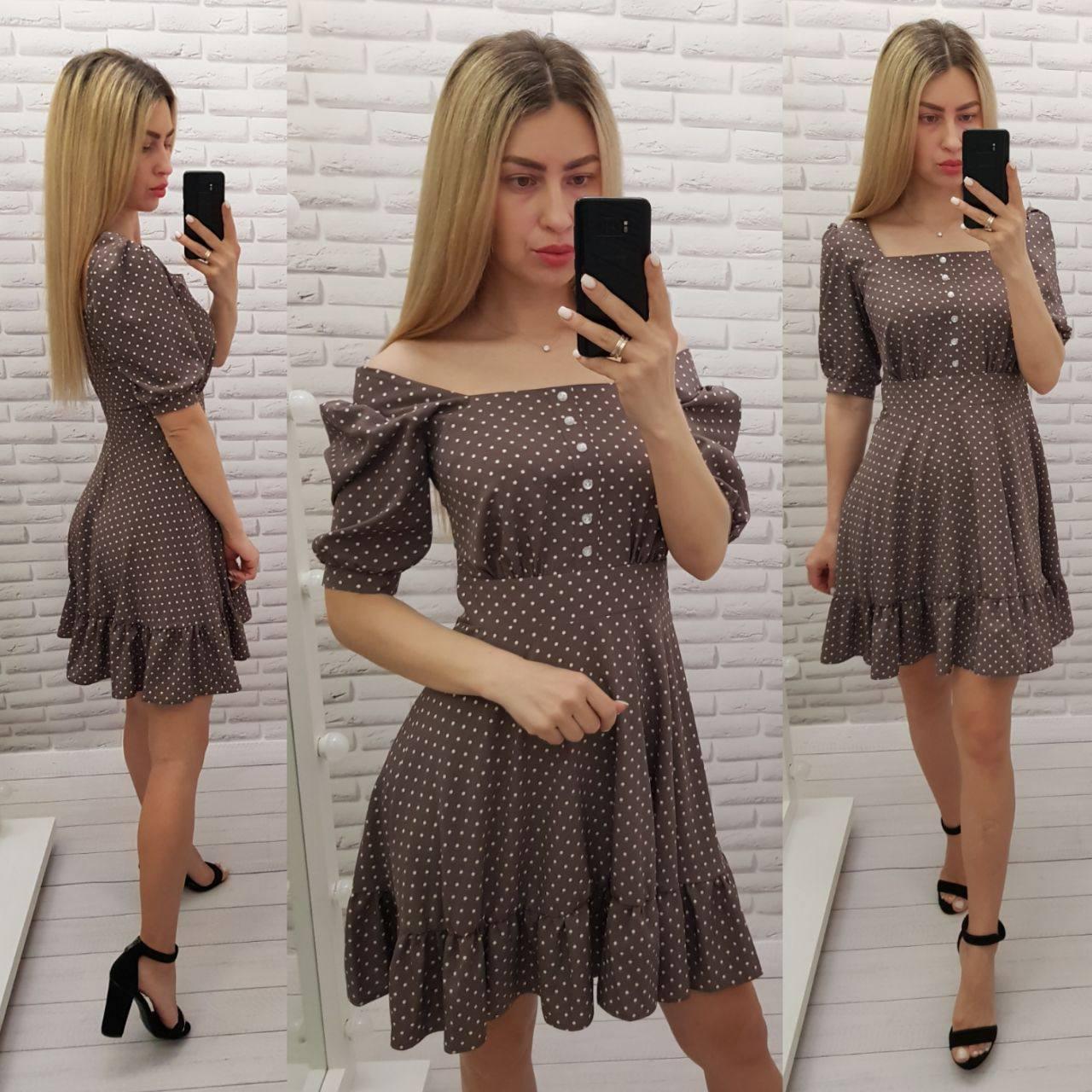 Стильне плаття кави шоколад у білий горох арт. 427, фото 1