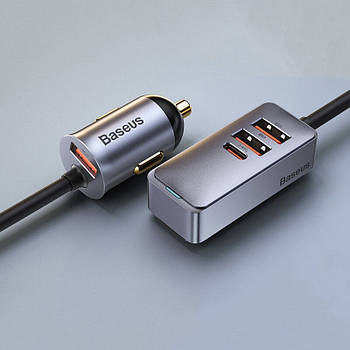 Автомобільний зарядний пристрій 3USB + 1Type-C Baseus 120W Share Together PPS Multi-Port (сірий)