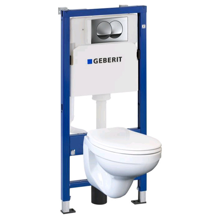 Инсталляция Geberit DUOFIX с Бачком и Клавишей Delta, Подвесной Унитаз ...
