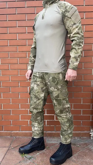 Тактична військова форма (тактична сорочка Убакс UBACS + Військові тактичні штани) комуфляж олівія