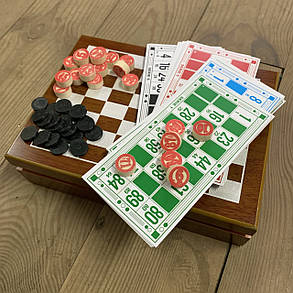 Гра настільна 2 в 1 Шахи, Лото 2519 у дерев'яній коробці, фото 2