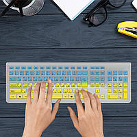 Наклейка на клавіатуру ноутбука з Українською розкладкою блакитно- жовта з оракалу