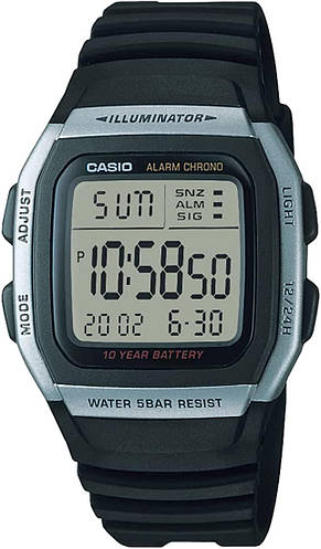 Casio W-96H Mens 50m Black Silver Digital Alarm Chrono Quartz 海外