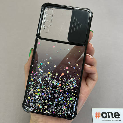 Чохол для Samsung Galaxy A50s із шторкою для камери з блискітками чохол на телефон самсунг а50с чорний C4P, фото 1