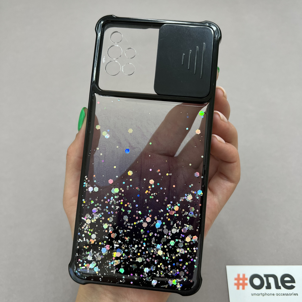 Чохол для Samsung Galaxy A51 із шторкою для камери з блискітками чохол на телефон самсунг а51 чорний C4P
