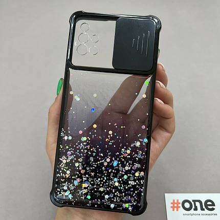 Чохол для Samsung Galaxy A51 із шторкою для камери з блискітками чохол на телефон самсунг а51 чорний C4P, фото 1