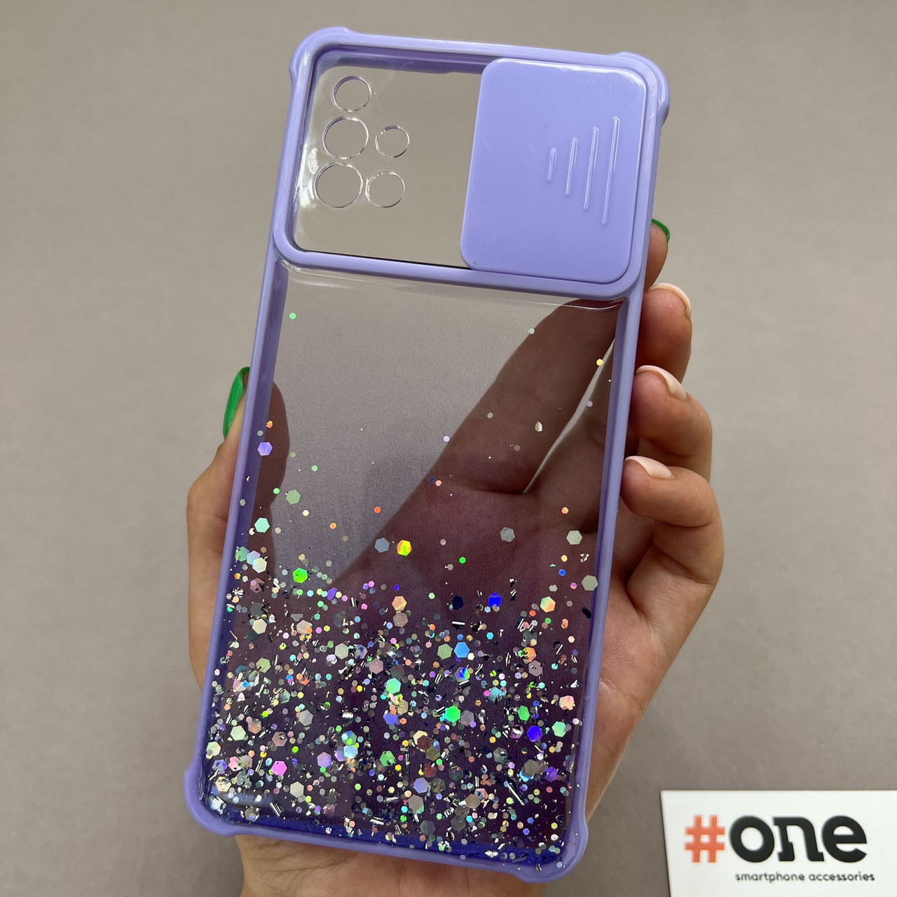 Чохол для Samsung Galaxy A51 із шторкою для камери з блискітками чохол на телефон самсунг а51 бузковий C4P