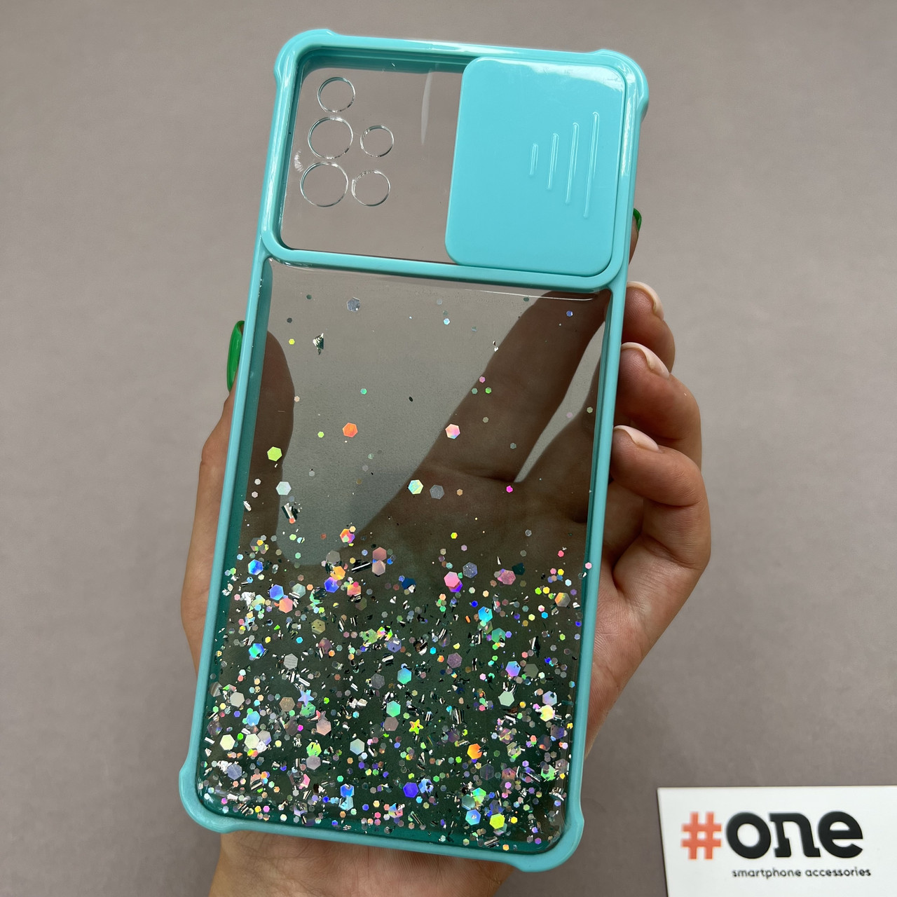 Чохол для Samsung Galaxy A51 із шторкою для камери з блискітками чохол на телефон самсунг а51 бірюзовий C4P