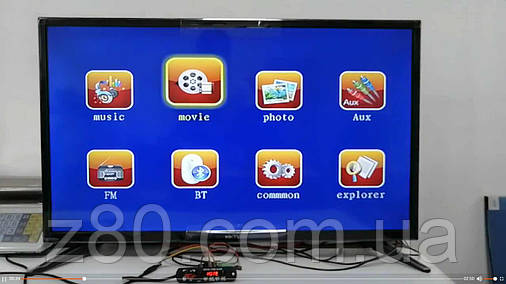 Вбудовуваний MP5 плеєр MP4 відео для телевізора FM радіо USB microSD 5-12В Bluetooth, фото 2