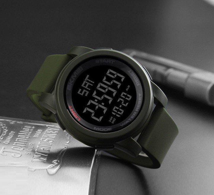 Чоловічий спортивний наручний годинник SKMEI 1257 електронний з підсвіткою, армійський цифровий годинник