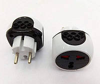 Трійник перехідник з плоскою вилки на круглу з підсвічуванням та перемикачем