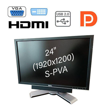 Монитор Dell 2408WFPb / 24" (1920x1200) S-PVA / 2x DVI, 1x DP, 1x HDMI, 1x VGA, 1x S-Video, 1x Audio Port, 1x, фото 2