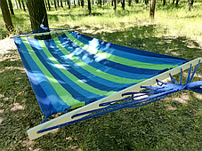 Гамак тристичний посилений гавайський підвісний 200х80 Синій із довгою планкою, фото 3