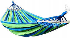 Гамак тристичний посилений гавайський підвісний 200х80 Синій із довгою планкою, фото 2