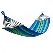 Гамак тристичний посилений гавайський підвісний 200х80 Синій із довгою планкою, фото 5