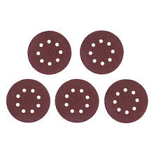 Круг наждачний самоклейний 125 мм з отворами, папір клас С, щільність 140 г/м2, К36, пак. 5ед INTERTOOL