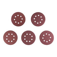 Круг наждачний самоклейний 125 мм з отворами, папір клас С, щільність 140 г/м2, К40, пак. 5ед INTERTOOL