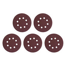 Круг наждачний самоклейний 125 мм з отворами, папір клас С, щільність 140 г/м2, К60, пак. 5ед INTERTOOL