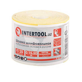Шліфувальна шкурка на паперовій основі К120, 20см*50м. INTERTOOL BT-0821, фото 1