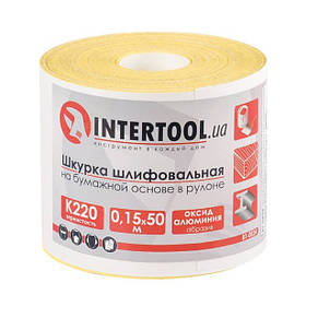 Шліфувальна шкурка на паперовій основі К220, 115мм*50м. INTERTOOL BT-0824, фото 1