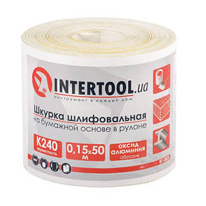 Шліфувальна шкурка на паперовій основі К240, 115мм*50м. INTERTOOL BT-0825, фото 1