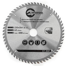 Диск пиляльний для дерева з твердосплавними напайками INTERTOOL CT-3047