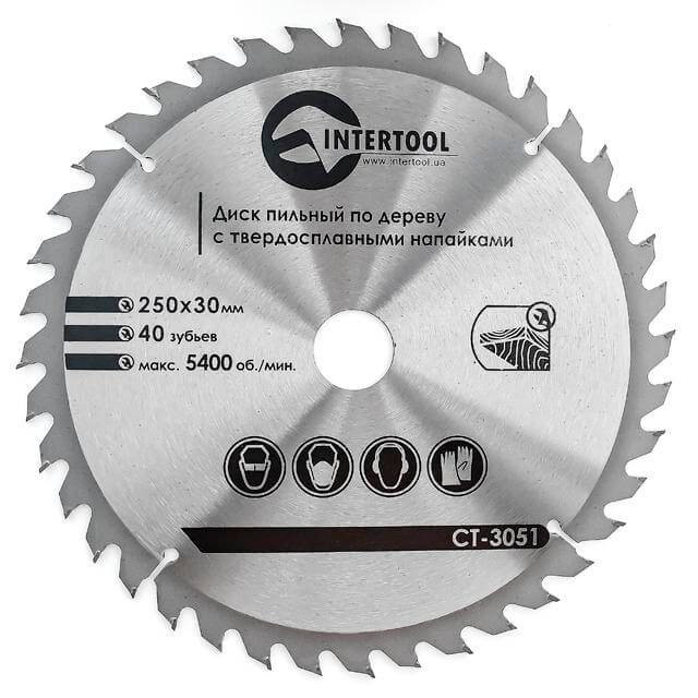 Диск пиляльний для дерева з твердосплавними напайками INTERTOOL CT-3051