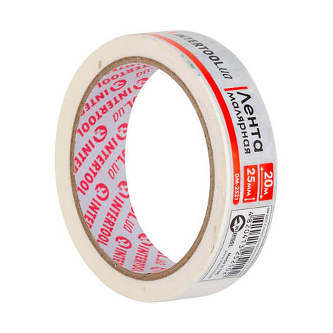 Стрічка малярська 25 мм, 20 м, біла INTERTOOL DM-2521, фото 2