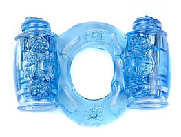 Ерекційне вібро кільце BOSS Vibrating Cock Ring Double Blue, BS6700035