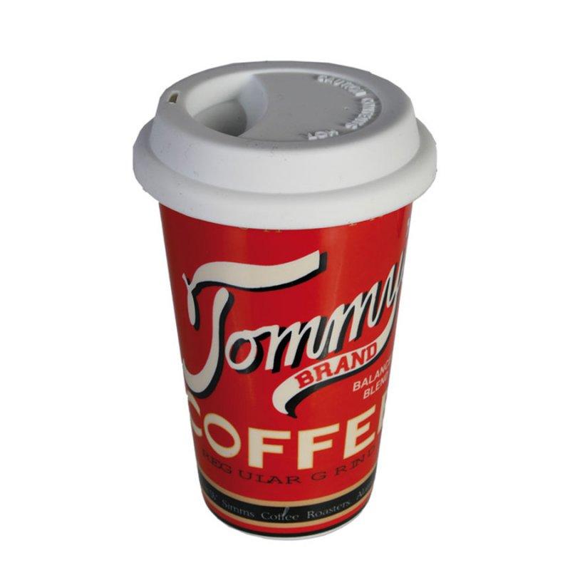 Фарфоровий кухоль з силіконовою кришкою "Tommy" 16х10 см, фото 1