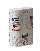 Полотенцю паперові целюлозні V-подібні 21x19 см, 150 аркушів, 2-х сл., білий PAPERO